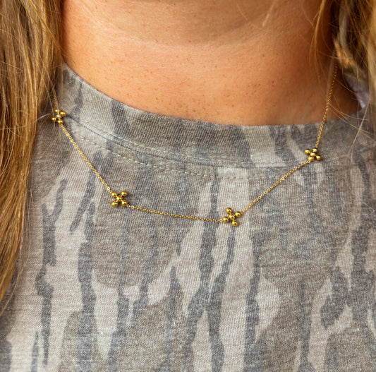 Dot Golden Cross Necklace - Water & Tarnish Resistant