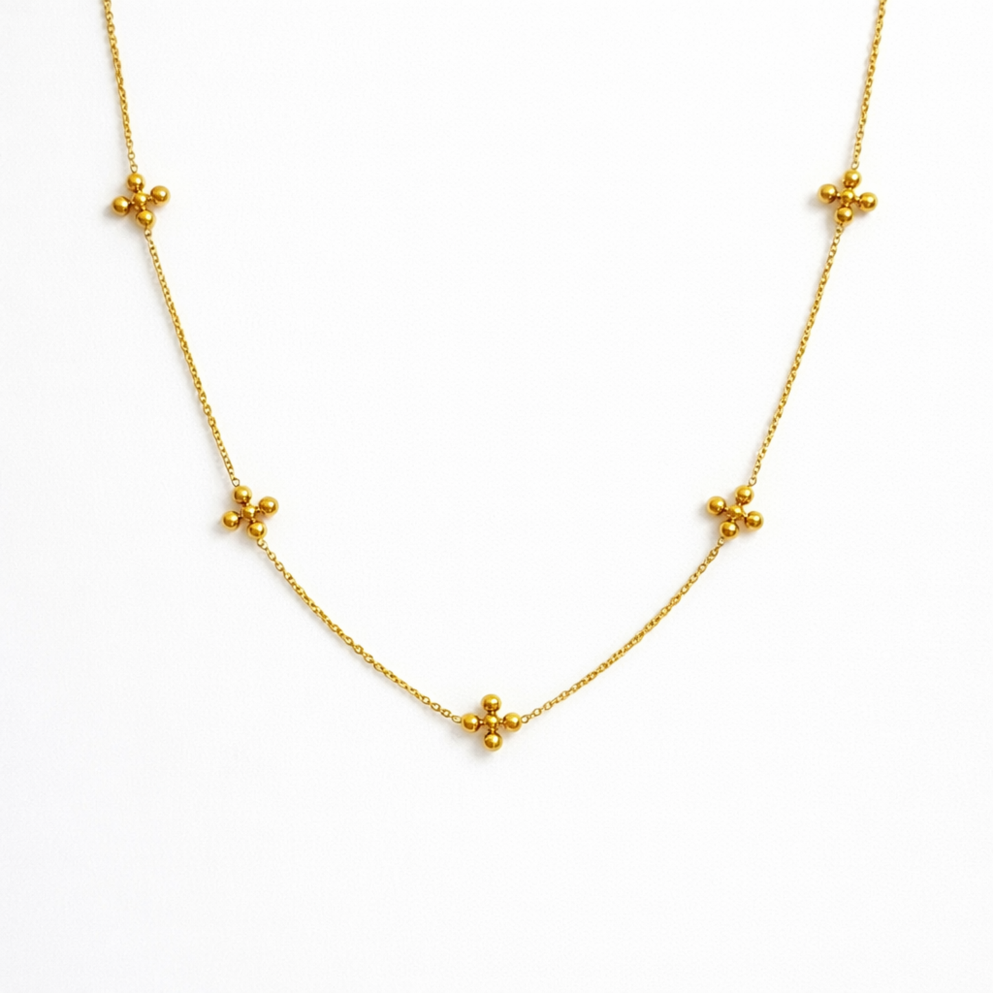 Dot Golden Cross Necklace - Water & Tarnish Resistant