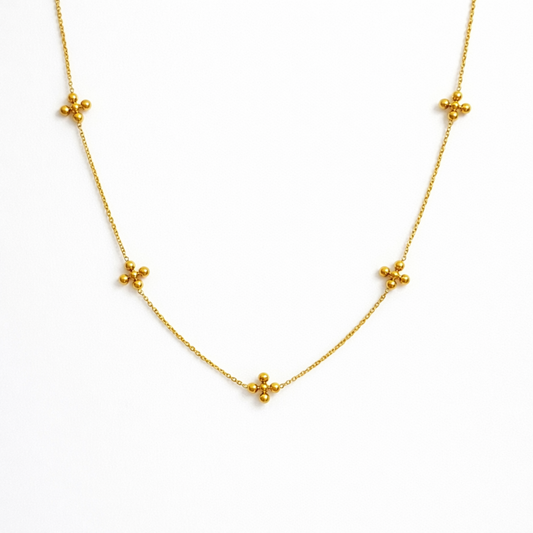 Dot Golden Cross Necklace - Water & Tarnish Resistant