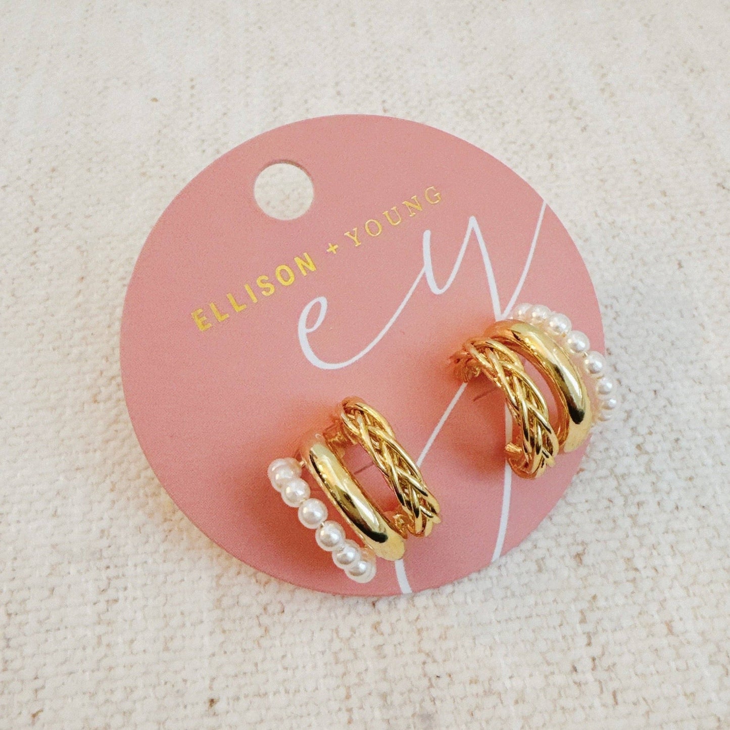 Triple Pearl Hoop Earrings